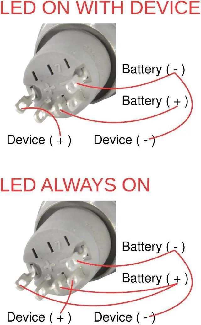 Alt view image 4 of 5 - JacobsParts Momentary Pushbutton Starter Switch Stainless Steel Silver with Orange LED fits 5/8" (16mm) Diameter Panel Cutout Hole
