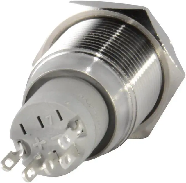 Alt view image 4 of 5 - JacobsParts Momentary Pushbutton Starter Switch Circular Metal Silver with Purple LED fits 5/8" (16mm) Diameter Panel Cutout Hole