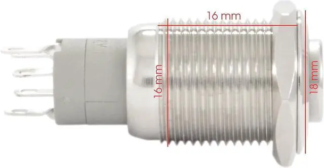 Alt view image 3 of 5 - JacobsParts Momentary Pushbutton Starter Switch Circular Metal Silver with Yellow LED fits 5/8" (16mm) Diameter Panel Cutout Hole