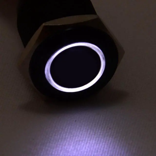 Alt view image 2 of 5 - 16mm Stainless Steel Latching Push Button Switch (Black with White LED)