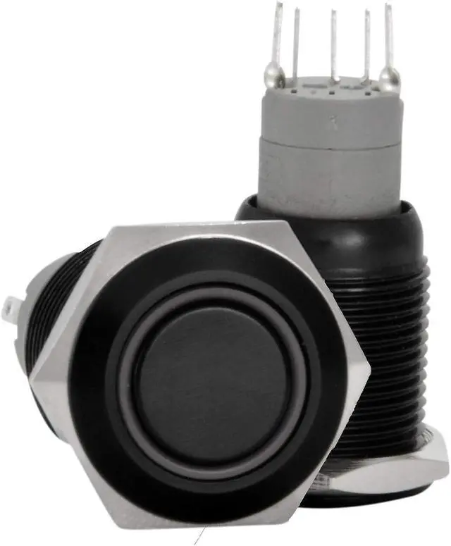 Main image of 16mm Stainless Steel Latching Push Button Switch (Black with White LED)