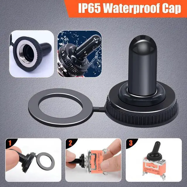 Alt view image 2 of 7 - Toggle SWITCH ON/OFF Heavy Duty 15A 125V SPST 2 Terminal Car Boat Waterproof ORG