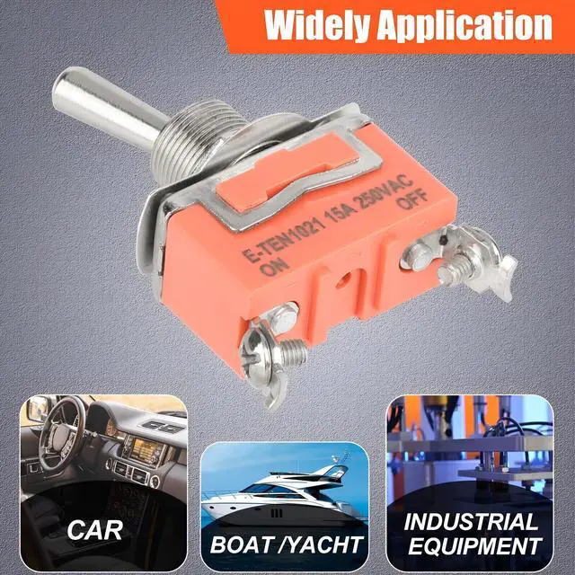 Alt view image 3 of 7 - Toggle SWITCH ON/OFF Heavy Duty 15A 125V SPST 2 Terminal Car Boat Waterproof ORG