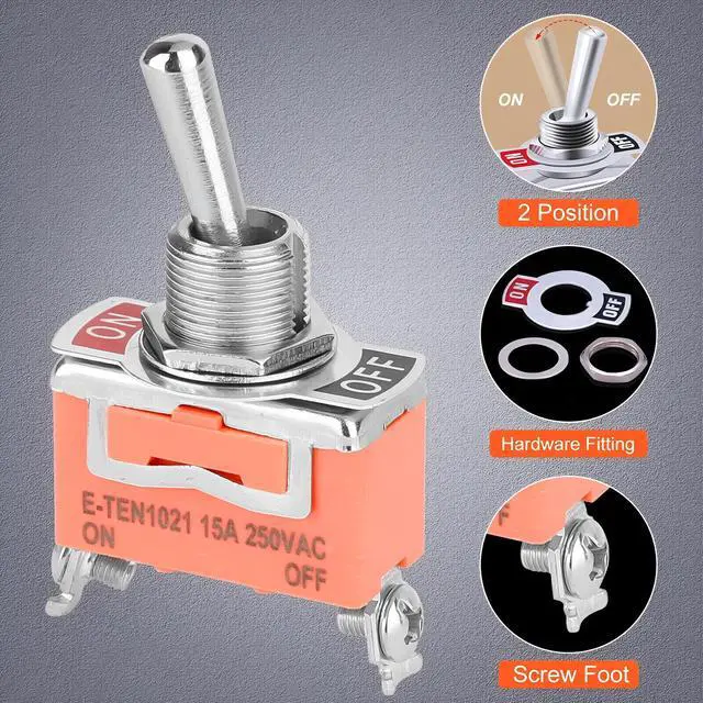 Main image of Toggle SWITCH ON/OFF Heavy Duty 15A 125V SPST 2 Terminal Car Boat Waterproof ORG