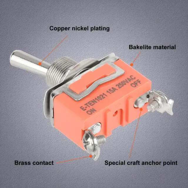 Alt view image 5 of 7 - Toggle SWITCH ON/OFF Heavy Duty 15A 125V SPST 2 Terminal Car Boat Waterproof ORG