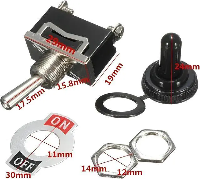 Alt view image 3 of 7 - 5pcs toggle switch SPST 12V 24V 250V Volt 15A ON OFF Flick Auto Car Boat 2-pole