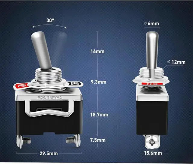 Alt view image 6 of 7 - 5pcs toggle switch SPST 12V 24V 250V Volt 15A ON OFF Flick Auto Car Boat 2-pole