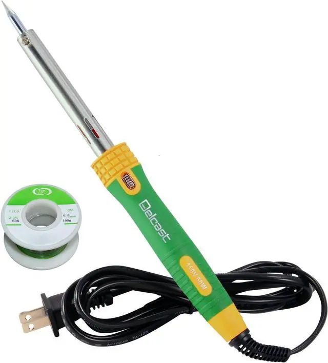 Main image of Delcast JY60-A Pencil Tip 60 Watt Soldering Iron with 0.6mm Rosin Core 63/37 Tin Lead Solder Wire, 110V (100g / 3.5oz Spool)