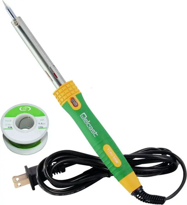 Main image of Delcast JY60-A Pencil Tip 60 Watt Soldering Iron with 0.8mm Rosin Core 63/37 Tin Lead Solder Wire, 110V (100g / 3.5oz Spool)