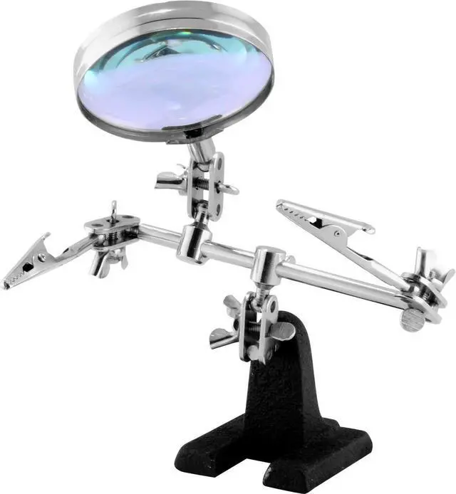 Alt view image 2 of 3 - Helping Hands Tool Jewelry Repair Soldering Iron Clamp Holder Magnifying Glass