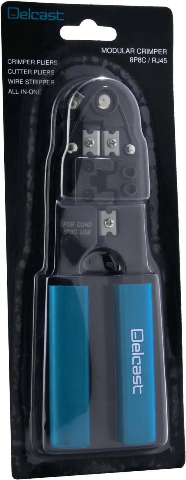 Alt view image 3 of 3 - Delcast CP-8A RJ-45 Crimping Pliers, Crimp, Cut and Strip Tool with 100 Modular Connectors