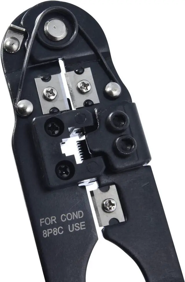 Alt view image 2 of 3 - Delcast CP-8A RJ-45 Crimping Pliers, Crimp, Cut and Strip Tool with 100 Modular Connectors