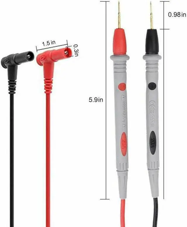 Alt view image 4 of 4 - Multimeter Test Leads for Fluke Meter Gold Plated Electrical Probes 1000V 20A