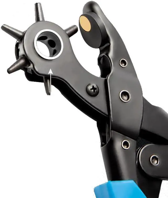 Alt view image 4 of 7 - JacobsParts Heavy Duty Leather Hole Punch Tool Multi Size Plier with Compound Joint and Ergonomic Grip for Belt Collar Strap Fabric Eyelet