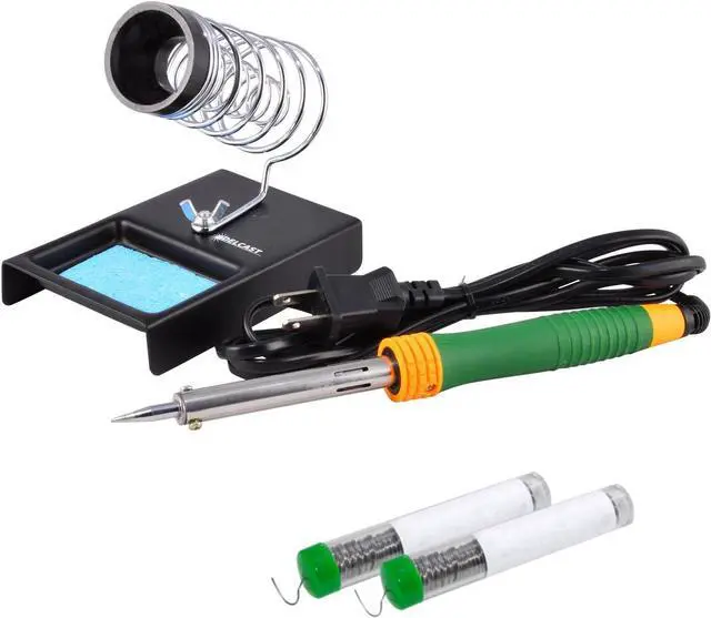 Main image of Delcast 60W Soldering Tool Kit with Weighted Solder Iron Holder Stand & Solder (6-Piece)
