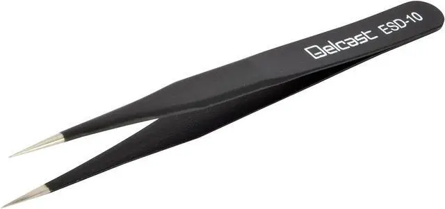 Main image of Delcast ESD Straight Tip Tweezer Anti Static Stainless Steel Electronic Repair Tool