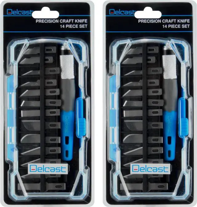 Main image of Delcast Craft Knife Set Hobby Art Carving Tool 13 Razor Blades & Storage Case