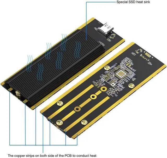 Alt view image 5 of 7 - 10Gbps M.2 NVMe USB 3.1 SSD Enclosure Type C External Drive Case Adapter JMS583