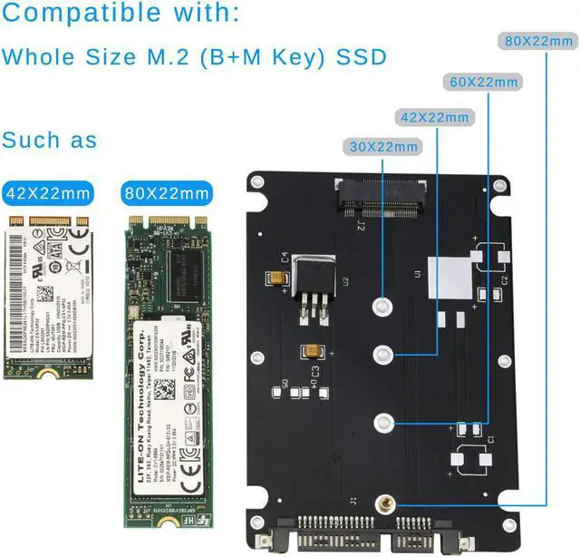 Alt view image 3 of 6 - JacobsParts M.2 NGFF SSD to 2.5" SATA III Enclosure 7mm Drive Adapter 2242 2260 2280