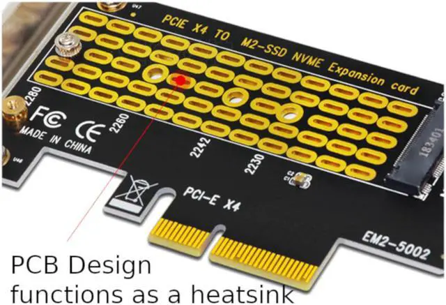 Alt view image 4 of 7 - JacobsParts M.2 to PCIe NVMe SSD Adapter Card 2242 2260 2280 M2 Drive to Desktop PCI Express x4 x8 x16 Slot, includes Brackets
