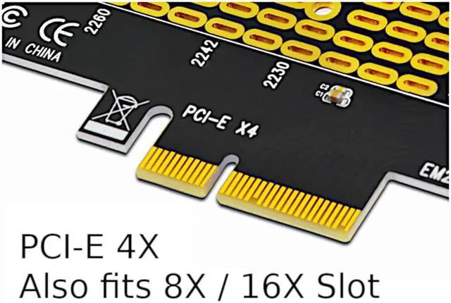 Alt view image 5 of 7 - JacobsParts M.2 to PCIe NVMe SSD Adapter Card 2242 2260 2280 M2 Drive to Desktop PCI Express x4 x8 x16 Slot, includes Brackets