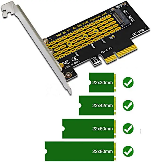 Alt view image 6 of 7 - JacobsParts M.2 to PCIe NVMe SSD Adapter Card 2242 2260 2280 M2 Drive to Desktop PCI Express x4 x8 x16 Slot, includes Brackets