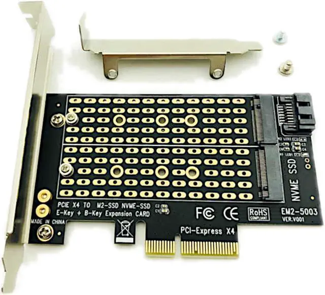 Alt view image 5 of 7 - JacobsParts M.2 to PCIe NVMe and SATA SSD Dual M Key and/or B Key Adapter Card 2242 2260 2280 M2 Drive to Desktop PCI Express x4 x8 x16 Slot, Includes Brackets