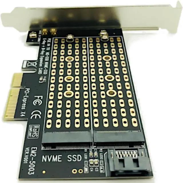 Alt view image 6 of 7 - JacobsParts M.2 to PCIe NVMe and SATA SSD Dual M Key and/or B Key Adapter Card 2242 2260 2280 M2 Drive to Desktop PCI Express x4 x8 x16 Slot, Includes Brackets