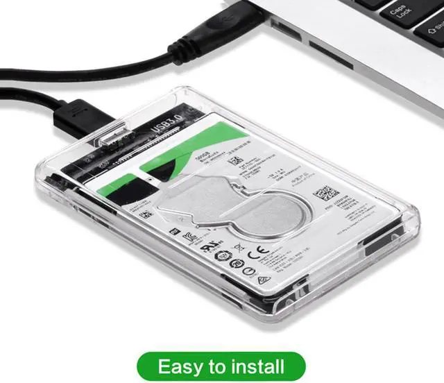 Alt view image 4 of 4 - JacobsParts Transparent 2.5 Inch USB 3.0 to SATA Hard Drive Enclosure External HDD SSD Enclosure