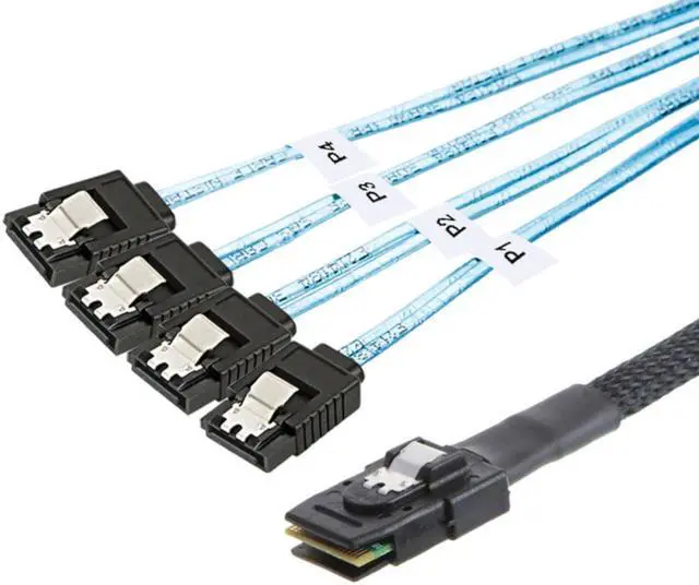 Main image of JacobsParts Mini SAS to 4-SATA SFF-8087 Multi-Lane Forward Breakout Internal Cable, 1.6 Feet
