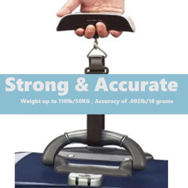 Alt view image 5 of 7 - JacobsParts 110 lbs Portable Travel LCD Digital Hanging Luggage Scale Electronic Weight