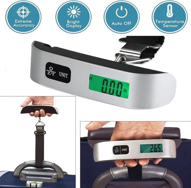 Alt view image 3 of 7 - JacobsParts 110 lbs Portable Travel LCD Digital Hanging Luggage Scale Electronic Weight