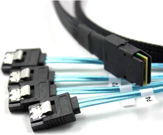 Alt view image 2 of 2 - JacobsParts Mini SAS to 4-SATA SFF-8087 Multi-Lane Forward Breakout Internal Cable, 3.3 Feet