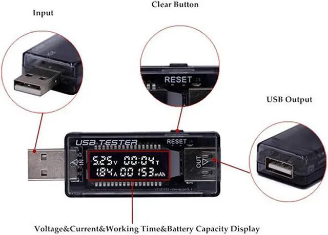 Alt view image 3 of 4 - JacobsParts USB Power Meter Voltage Current Capacity Tester 5-20V 3A Test Chargers and Cables