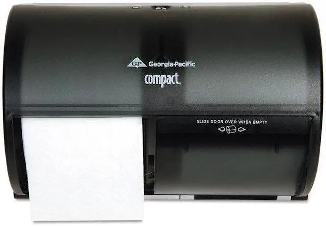 Alt view image 2 of 3 - Compact Translucent Smoke Side-by-Side Double Roll Toilet Paper Dispenser