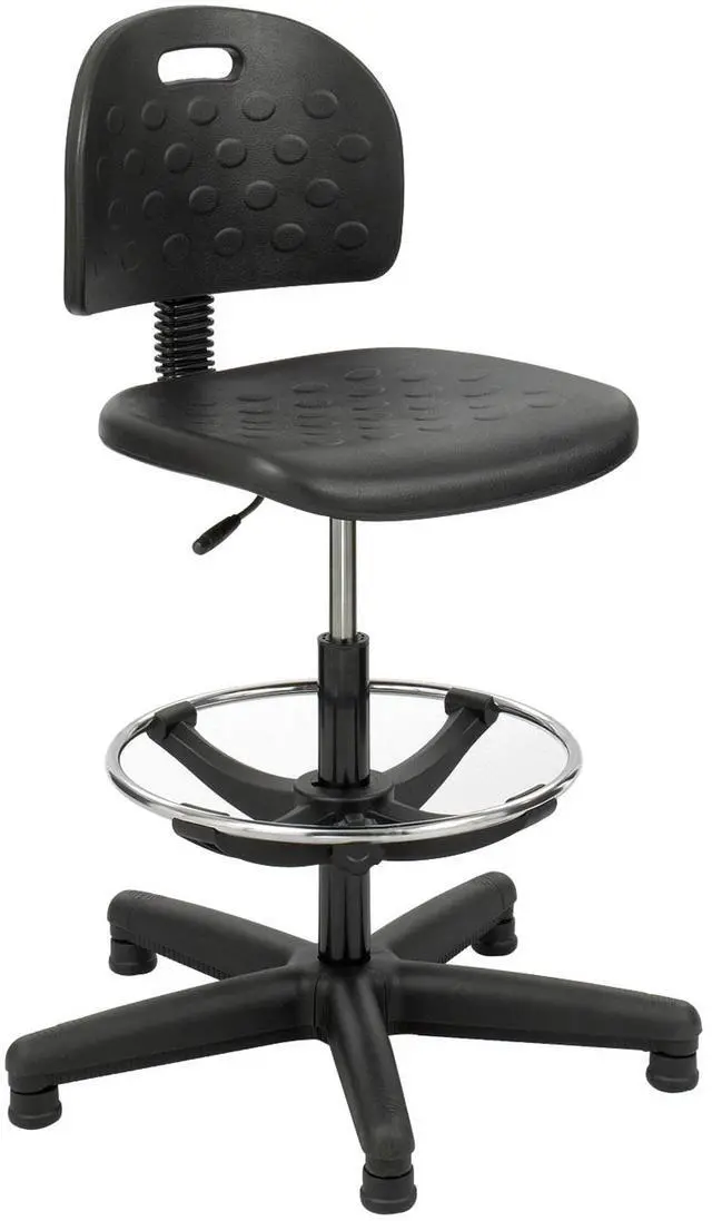 Main image of Safco 6912 Soft Tough Deluxe Workbench Chair - Supports Up to 250 lb - 22" to 32" Seat Height - Black Seat, Black/Silver Base