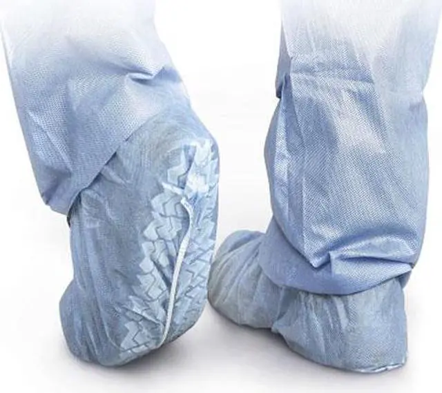 Alt view image 2 of 6 - Medline CRI2003 Polypropylene Non-Skid Shoe Covers, Blue, X-Large Case of 100 EA