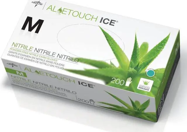 Alt view image 6 of 13 - Medline Aloetouch Ice Nitrile Exam Gloves Large Green 200/Box MDS195286