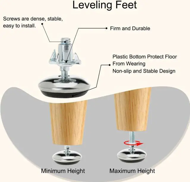 Alt view image 4 of 7 - Leveling Feet 1" 25mm OD Round Tube Insert Furniture Adjustable Leveler 8 Sets