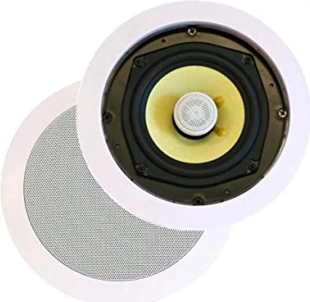 Alt view image 8 of 11 - Monoprice 2-Way Aramid Fiber In-Ceiling Speakers - 8 Inch (Pair) Titanium Silk Dome Tweeters - Caliber Series