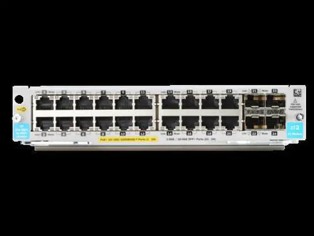 Main image of HPE Aruba 20-port 10/100/1000BASE-T PoE+ / 4-port 1G/10GbE SFP+ MACsec v3 zl2 Module
