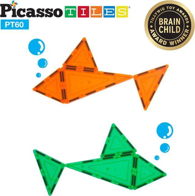 Alt view image 5 of 9 - PicassoTiles 60 Piece Set 60pcs Magnet Building Tiles Clear Magnetic 3D Building Blocks Construction Playboards - Creativity beyond Imagination, Inspirational, Recreational, Educational, Conventional