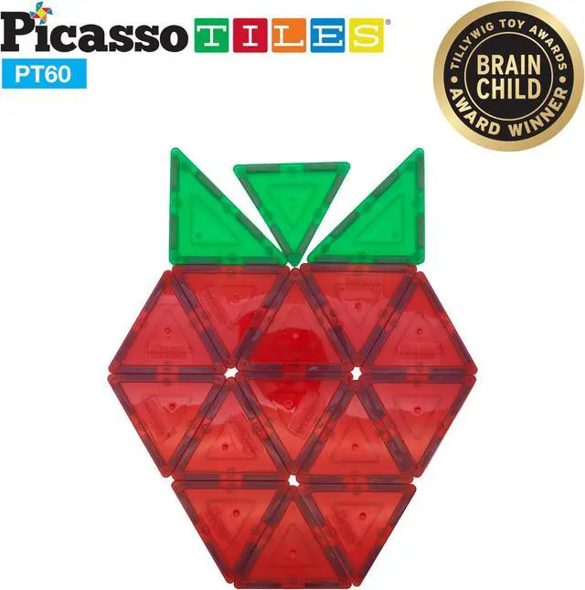 Alt view image 6 of 9 - PicassoTiles 60 Piece Set 60pcs Magnet Building Tiles Clear Magnetic 3D Building Blocks Construction Playboards - Creativity beyond Imagination, Inspirational, Recreational, Educational, Conventional