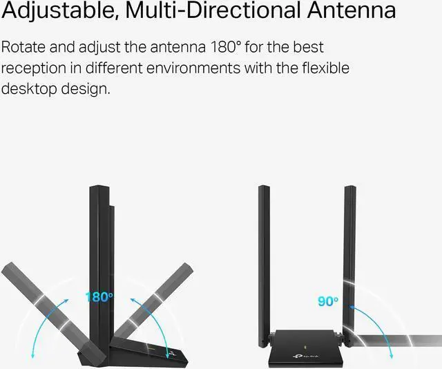 Alt view image 6 of 7 - TP-Link USB WiFi Adapter for PC (Archer T4U Plus)- AC1300Mbps Dual Band Wireless Network Adapter for Desktop with 2.4GHz/5GHz High Gain 5dBi Antennas, Supports Windows 10/8.1/8/7, Mac OS