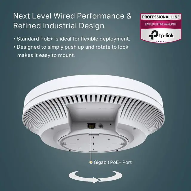 Alt view image 3 of 4 - TP-Link EAP620 HD | Omada WiFi 6 AX1800 Wireless Gigabit Access Point for High-Density Deployment PoE+ Powered