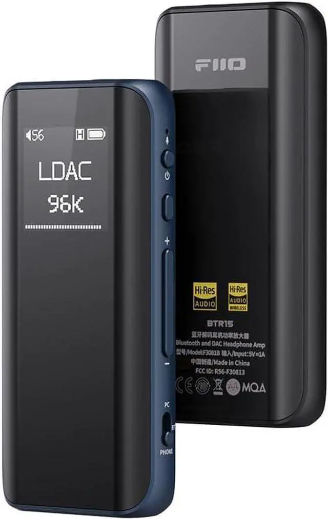 Main image of FiiO BTR15 Headphone Amps Bluetooth 5.1 Receiver High Resolution 384K/32Bit Native DSD256 USB DAC Supports LDAC/aptX HD/MQA for Smartphones/PC/Car/Home Audio (Blue)