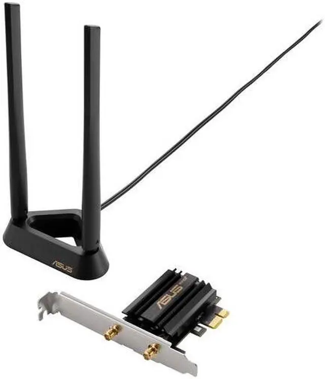 Alt view image 2 of 3 - ASUS WiFi 6E + Bluetooth 5.2 PCI-E Expansion Card (PCE-AXE58BT) - Supports 6GHz Band, WPA3, 160MHz, WPA3 Network Security, OFDMA and MU-MIMO, External Antenna, Magnetic Base, Ultra Low Latency