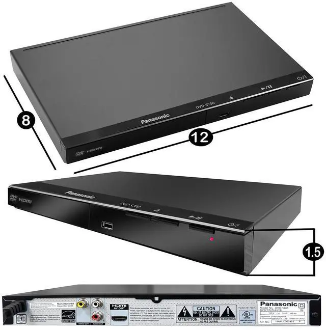Alt view image 3 of 6 - Panasonic DVD Player DVD-S700 + Remote Control + High Speed 6 Foot 4K HDMI Cable + Ultra USB Flash Drive 64GB and Quality Photo Microfiber Cloth