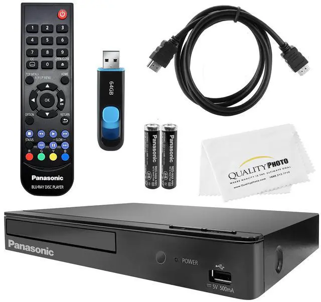 Main image of Panasonic Blu Ray DVD Player DMP-BD84P-K + Remote Control + High Speed 6 Foot 4K HDMI Cable + Ultra USB Flash Drive 64GB and Quality Photo Microfiber Cloth