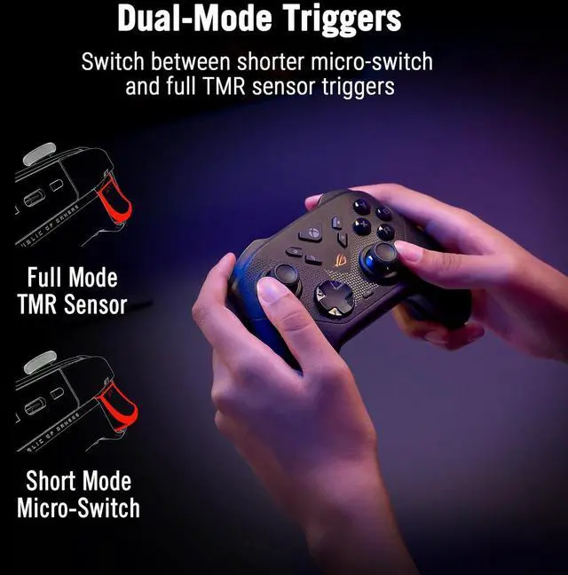Alt view image 6 of 7 - ASUS ROG Raikiri II Xbox Wireless Gaming Controller - 2.4GHz/BT/3.5mm, TMR Joysticks, Anti-Slip Grip, Travel Case, up to 50H Battery, Web-Based Config - for Xbox Series X|S, Ally, PC